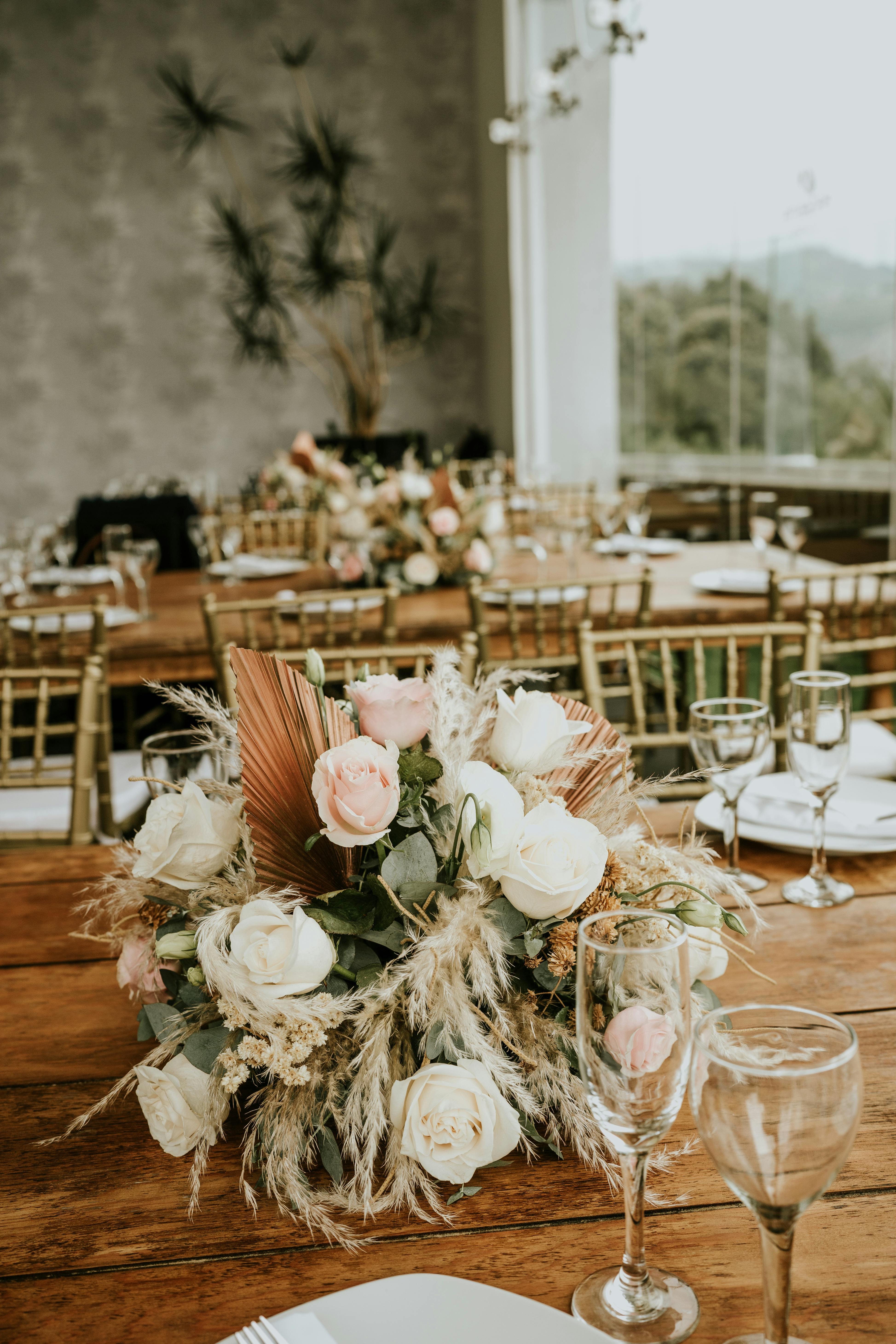 Floral arrangement on table